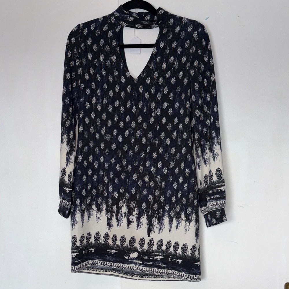 Wayf Elegant Blue and Black Dress